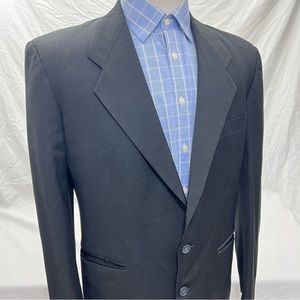 YSL Yves Saint Laurent 44R Lightweight Wool Black Sport Coat Blazer unvented